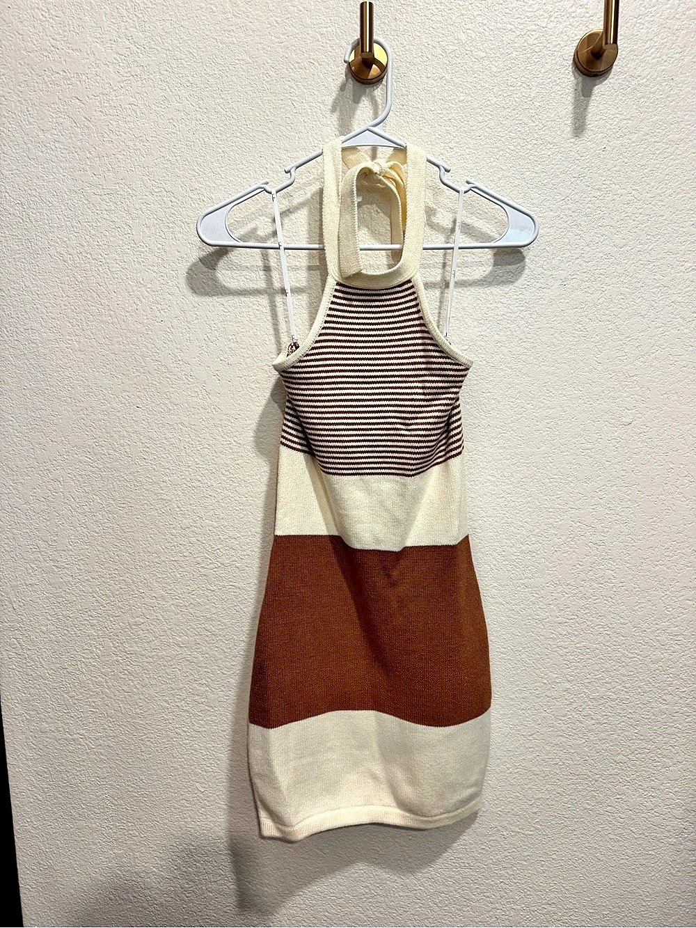 Lulus Color Block Mini Dress in Brown & Cream Size XS Like New